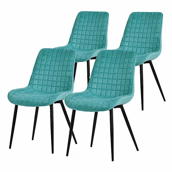 ML-Design Esszimmerstühle 4Er Set Petrol Sitzfläche aus Samt mit Rückenlehn günstig online kaufen