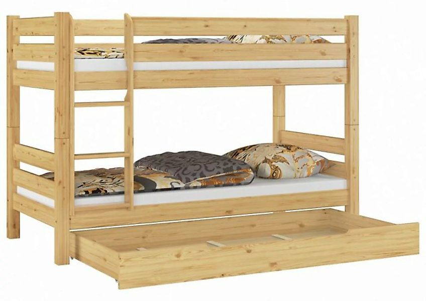 ERST-HOLZ Etagenbett Hochbett 90x200 Kiefer massiv mit Rollrosten und Bettk günstig online kaufen