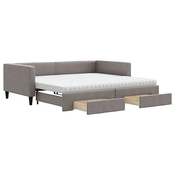 vidaXL Tagesbett Ausziehbar mit Schubladen Taupe 100x200 cm Stoff 3196640 günstig online kaufen
