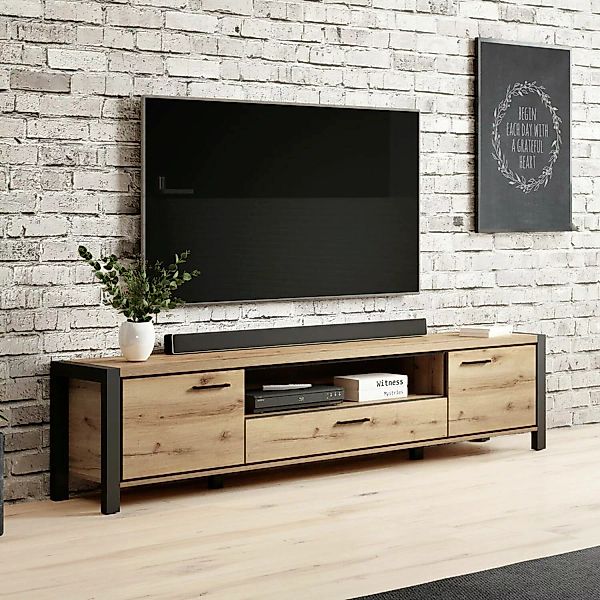 TV Lowboard ACCRA-83 in Taurus Eiche Nb. und schwarzem Gestell, B/H/T: ca. günstig online kaufen