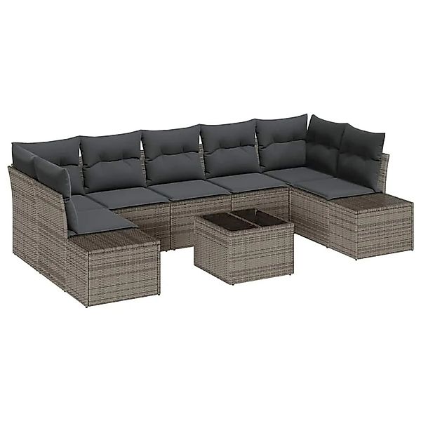 vidaXL Gartensofa-set mit Kissen mit Speicher 8-Tlg Grau Poly-Rattan 335564 günstig online kaufen
