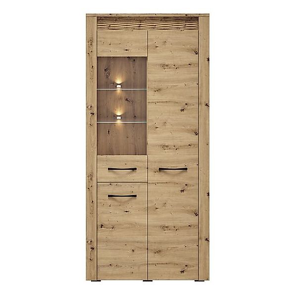 Vitrinenschrank ARTA-131 in Artisan Eiche Nb., B/H/T: ca. 92/200/40 cm günstig online kaufen