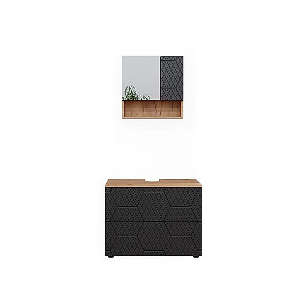 Vicco Badmöbel-Set Irma Goldkraft Eiche/Anthrazit 2 Teile günstig online kaufen
