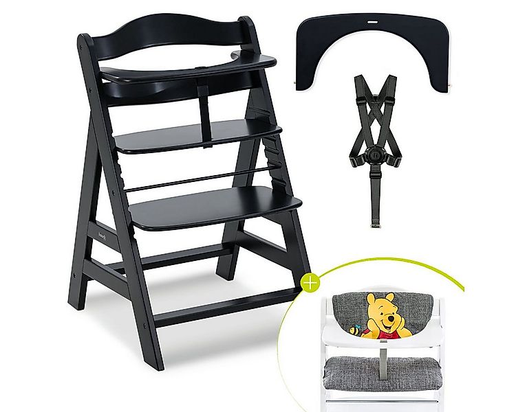 Hauck Hochstuhl Alpha Plus - Winnie Pooh Grey - Black, Mitwachsender Holz K günstig online kaufen
