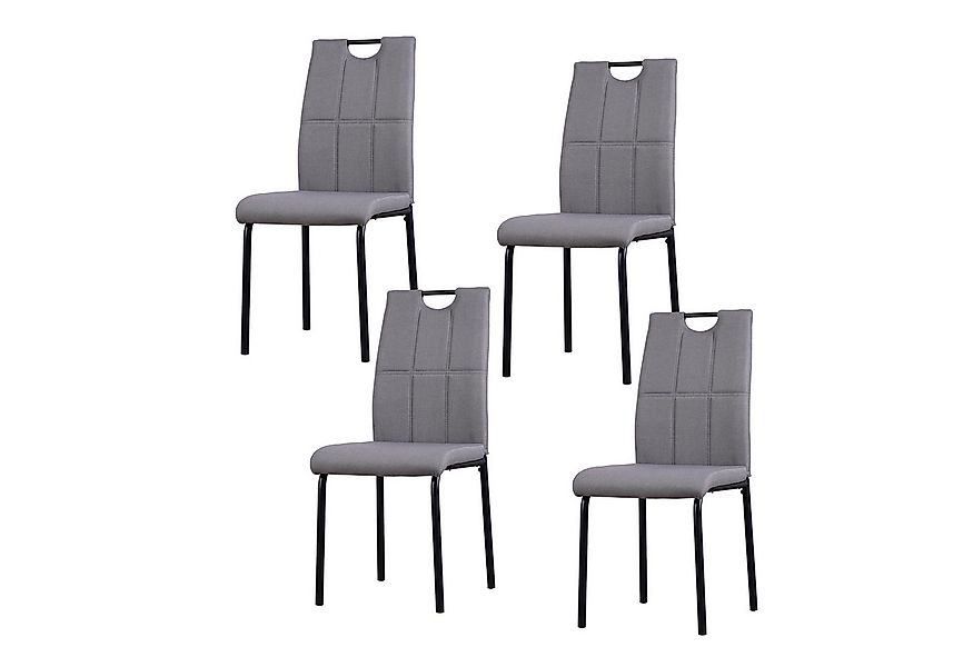 HTI-Living Polsterstuhl Esszimmerstuhl Denton Webstoff Hellgrau 4er-Set (Se günstig online kaufen