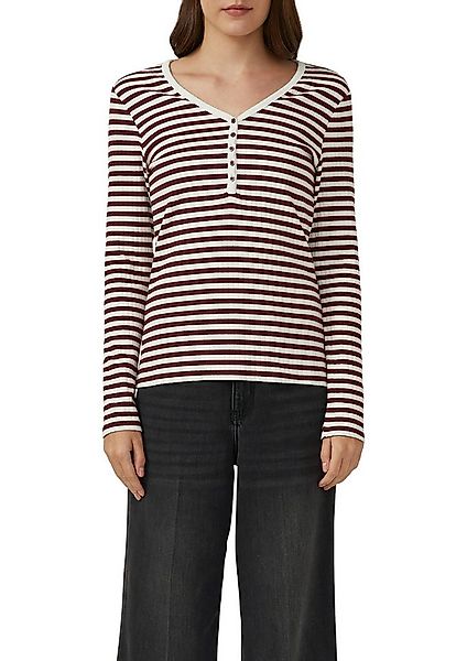 s.Oliver Langarmshirt mit kurzer Knopfleiste, in Ripp-Optik günstig online kaufen