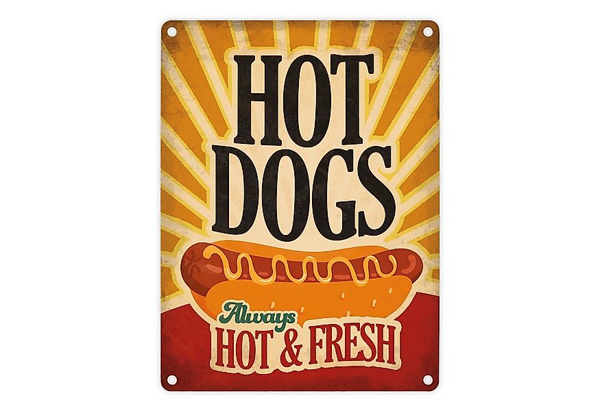 speecheese Metallschild Metallschild mit American Diner Classics Hot Dogs M günstig online kaufen