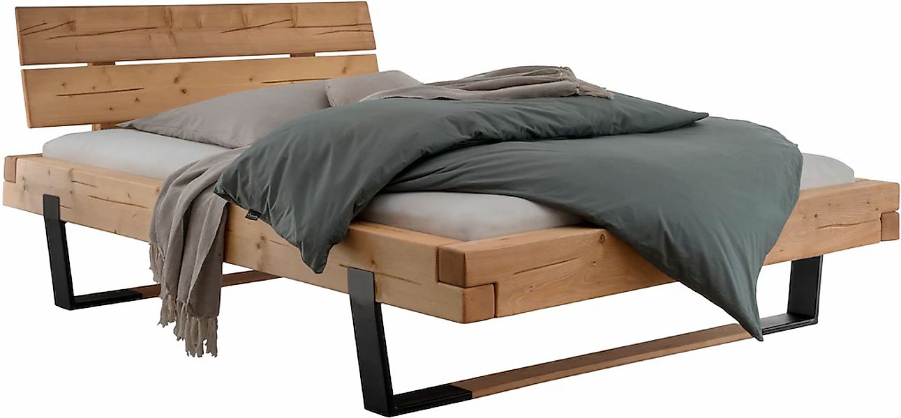 Home affaire Massivholzbett "Ultima Balkenbett Doppelbett, Füße Metallkufe günstig online kaufen