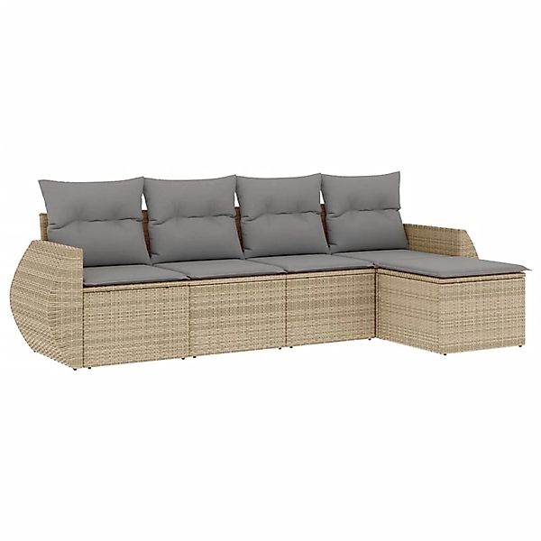 vidaXL 5-Tlg Garten-Sofagarnitur mit Kissen Beige Poly Rattan 3253626 günstig online kaufen