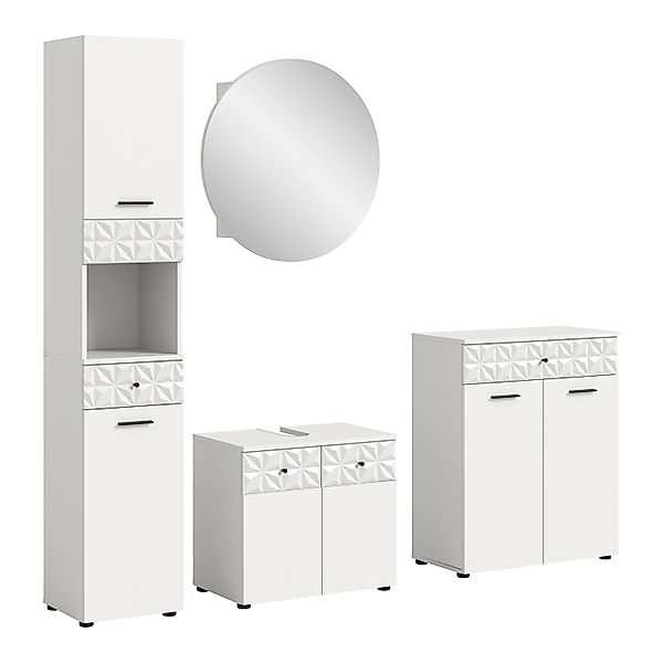Badkombination Prisma m. Standschrank/Hochschrank Weiß 195 cm 4-tlg. günstig online kaufen