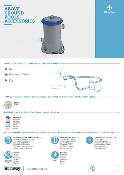 BESTWAY Pool-Filterpumpe Bestway Flowclear Filterpumpe 2.006 günstig online kaufen