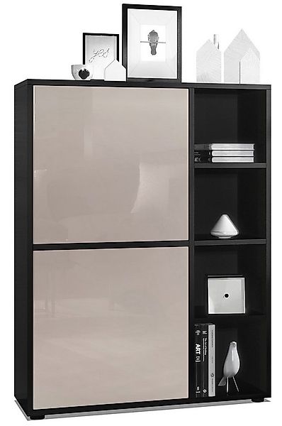 Vladon Highboard Cuba (Anrichte, mit 2 Türen und 4 offene Fächer), Schwarz günstig online kaufen