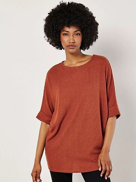 Apricot Rundhalspullover Longpullover, mit umgeschlagenen Ärmeln günstig online kaufen