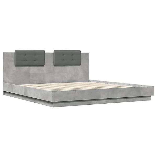vidaXL Bettgestell mit Kopfteil und LED-Leuchten Betongrau 180x200 cm 32099 günstig online kaufen