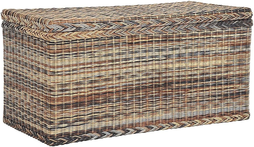 Krines Home Truhe Große Rattantruhe MAX Wäschetruhe mit Deckel Natur Rattan günstig online kaufen