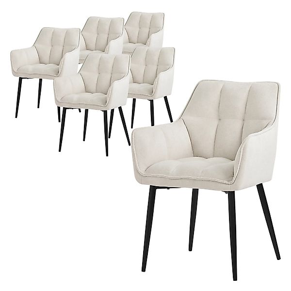 ML-Design Esszimmerstühle 6Er Set aus Frotteestoff Creme Küchenstuhl günstig online kaufen