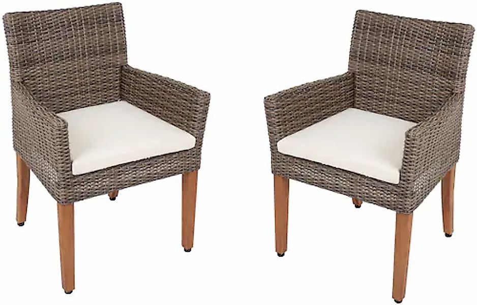 Garden Pleasure Gartenstuhl »PALA« (Set) 2 Stk.2er Set, Akazie/Polyrattan, günstig online kaufen