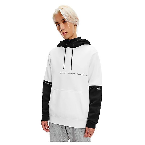 Calvin Klein Jeans Repeat Logo Colorblock Kapuzensweater S Bright White günstig online kaufen