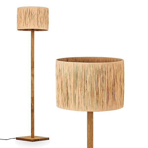 hofstein Stehlampe Boho-Style Stehlampe aus Holz/Metall/Bast günstig online kaufen