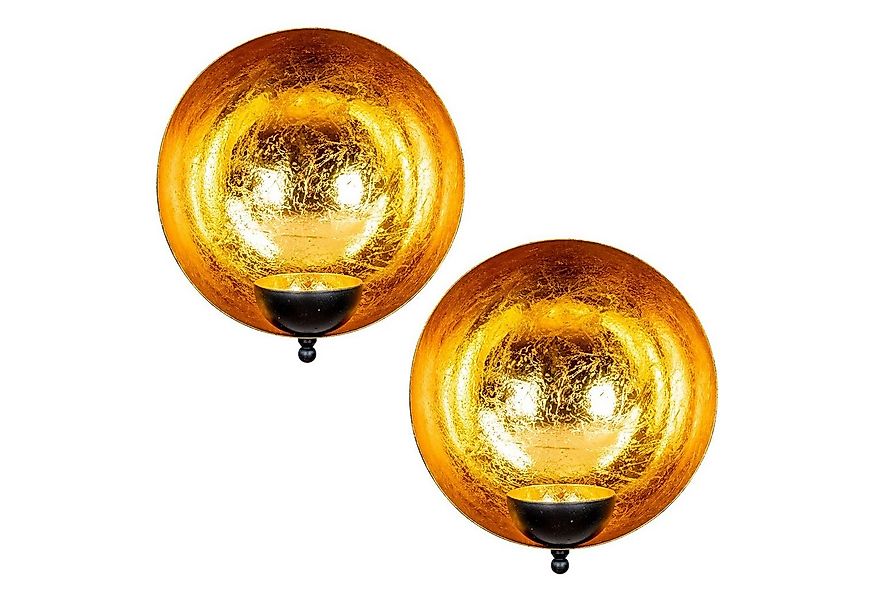 Levandeo® Kerzenständer, 2er Set Wand Teelichthalter Schwarz Gold Metall Ke günstig online kaufen