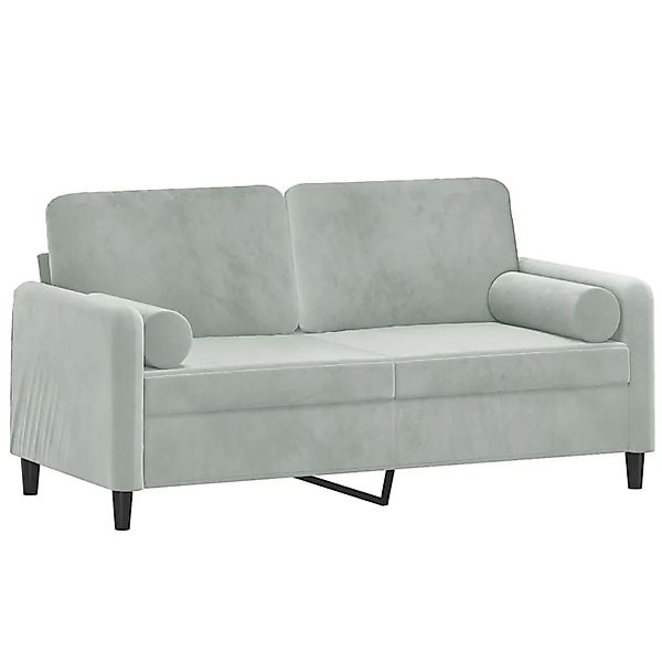 vidaXL 2-Sitzer-Sofa mit Zierkissen Hellgrau 140 cm Samt 3200881 günstig online kaufen