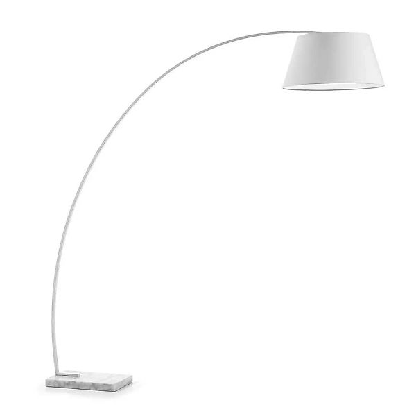 Bogenlampe in Weiß Stoffschirm günstig online kaufen
