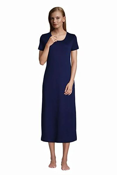 Wadenlanges Supima Kurzarm-Nachthemd, Damen, Größe: 48-50 Normal, Blau, Jer günstig online kaufen