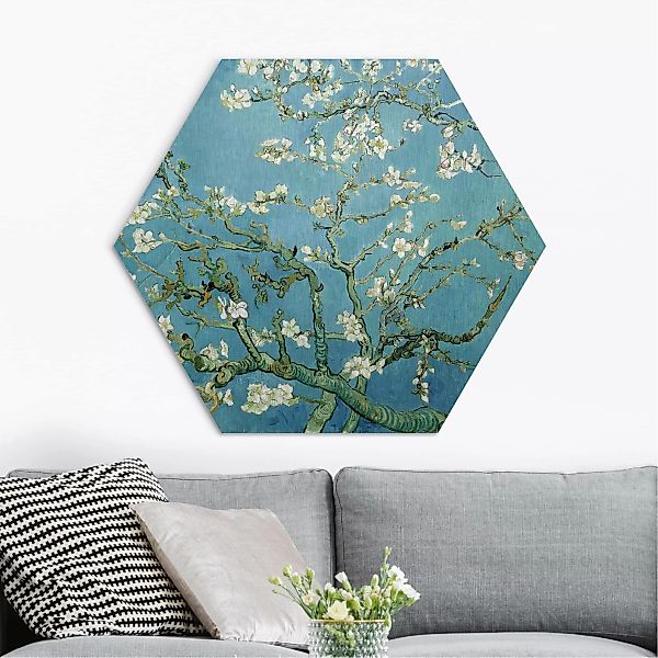 Hexagon-Alu-Dibond Bild Kunstdruck Vincent van Gogh - Mandelblüte günstig online kaufen