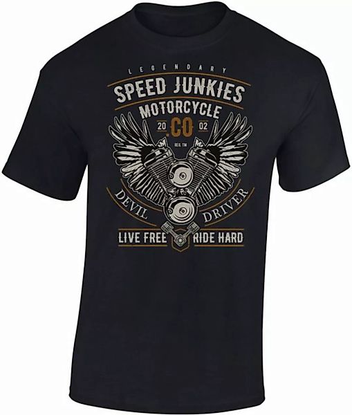 Baddery Print-Shirt Biker Shirt: "Legendary Speed Junkies" - Motorrad T-Shi günstig online kaufen