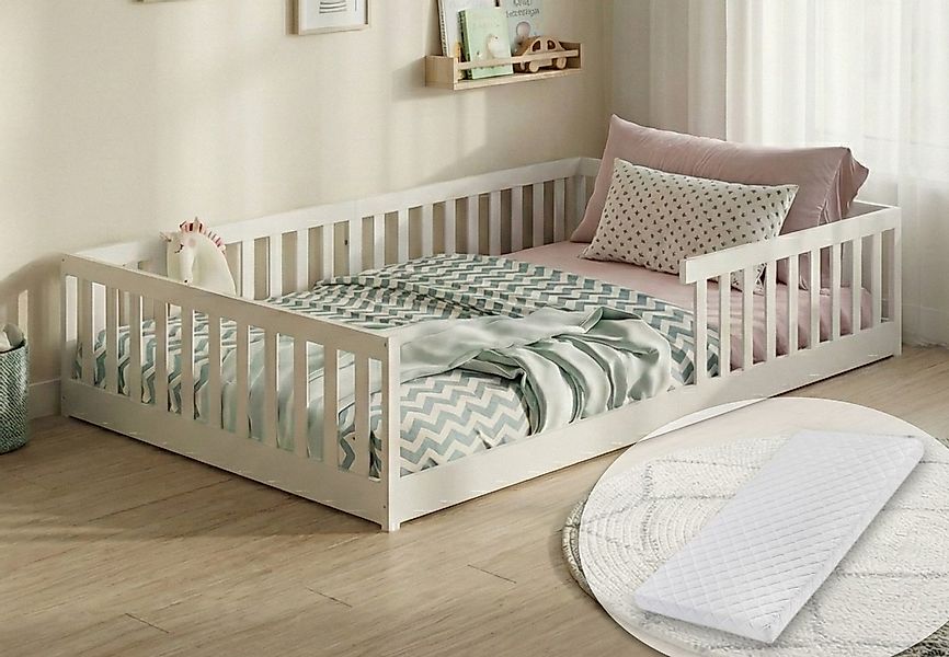 Kids Collective Kinderbett Bodenbett Bett mit Rausfallschutz & Lattenrost M günstig online kaufen