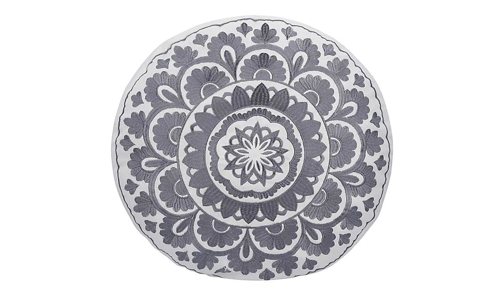 HOME STORY Zierkissen  Ornamente - grau - 100% Polyesterfüllung - 10 cm - H günstig online kaufen