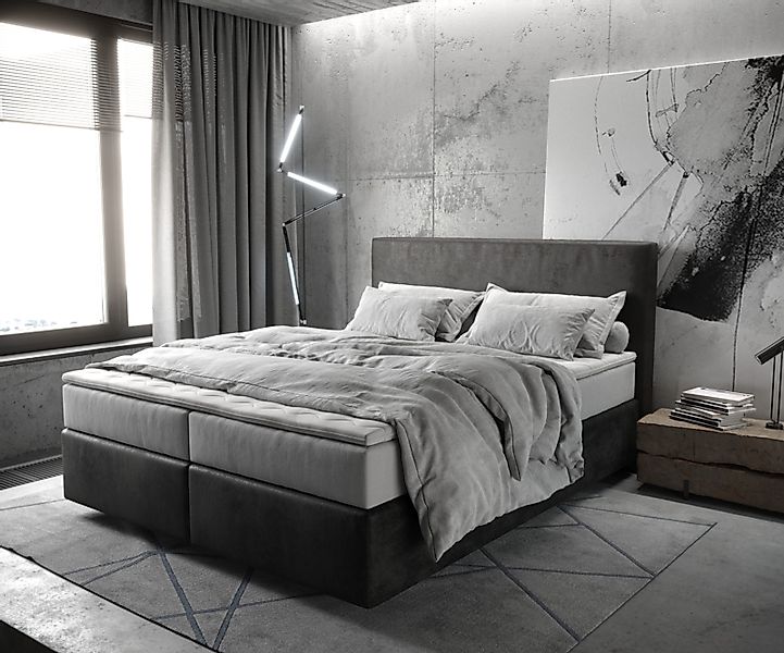DELIFE Boxspringbett Dream-Well, Mikrofaser Anthrazit Vintage günstig online kaufen