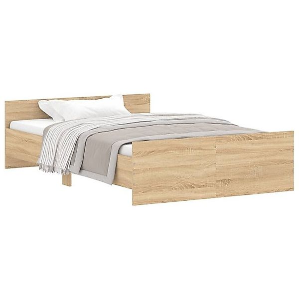 vidaXL Bettgestell, Bettrahmen mit Kopf- und Fußteil Sonoma-Eiche 120x200 c günstig online kaufen