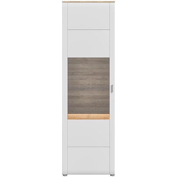 ebuy24 Ashton Vitrinenschrank 1 Tür Matt HellgrauEiche Dekor günstig online kaufen
