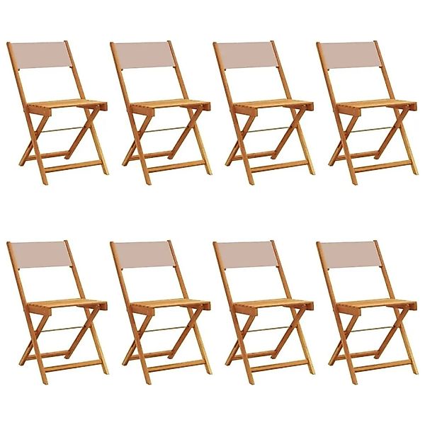 vidaXL Gartenstühle 8 Stk Klappbar Taupe Stoff und Massivholz 3214618 günstig online kaufen