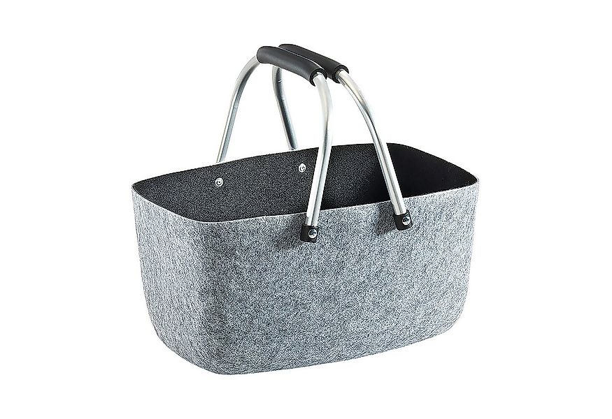 Kobolo Einkaufskorb Filzkorb grau/schwarz mit klappbaren Aluhenkeln, 11 l günstig online kaufen