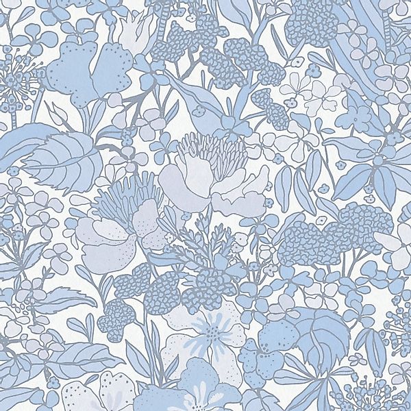 Bricoflor Blumentapete in Hellblau Badezimmer und Schlafzimmer Tapete mit B günstig online kaufen