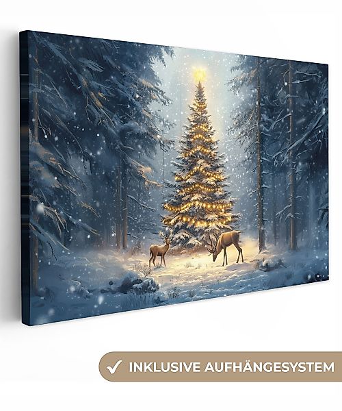 OneMillionCanvasses® Leinwandbild Weihnachtsbeleuchtung - Wald - günstig online kaufen
