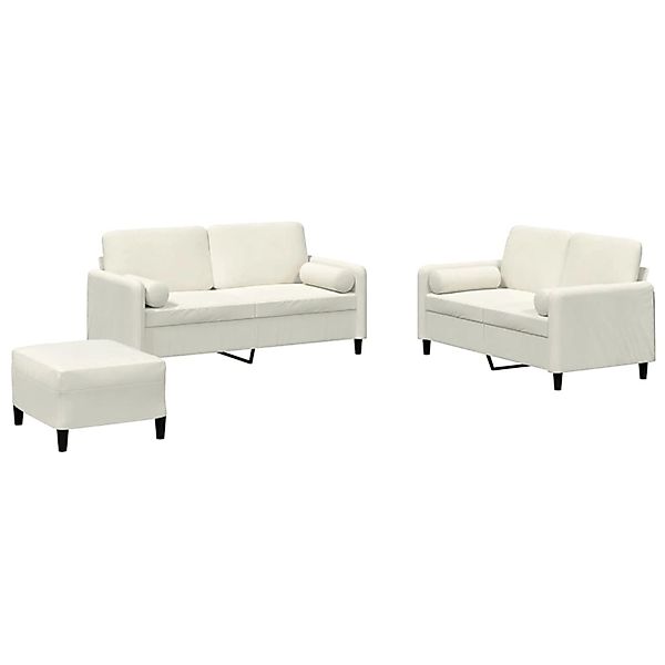 vidaXL 3-Tlg Sofagarnitur mit Kissen Creme Samt 3202012 günstig online kaufen