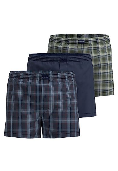 TOM TAILOR Boxershorts TOM TAILOR Herren Boxershort blau kariert 3er Pack ( günstig online kaufen