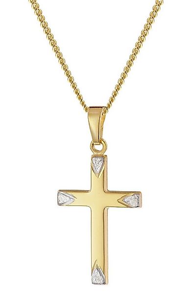 trendor Panzerkette Kreuz-Anhänger Gold 333/8K 21 mm an goldplattierter Sil günstig online kaufen