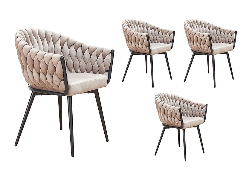 LC Home Esszimmerstuhl »Remy« Flechtoptik Samt günstig online kaufen
