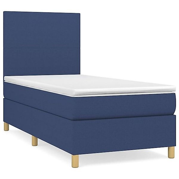 vidaXL Boxspringbett, Boxbett mit Matratze Blau 90x200 cm Stoff günstig online kaufen