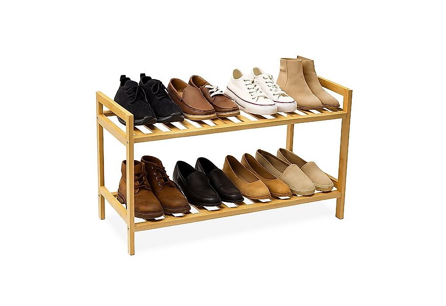 relaxdays Schuhregal Stapelbares Schuhregal aus Bambus günstig online kaufen