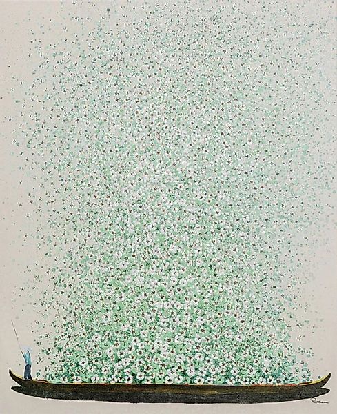 Touched Flower Boat Bild beige/grün 80 x100cm günstig online kaufen