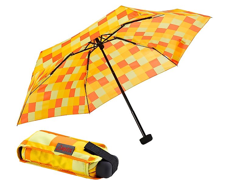 EuroSCHIRM® Taschenregenschirm Dainty, Karo gelb orange, günstig online kaufen