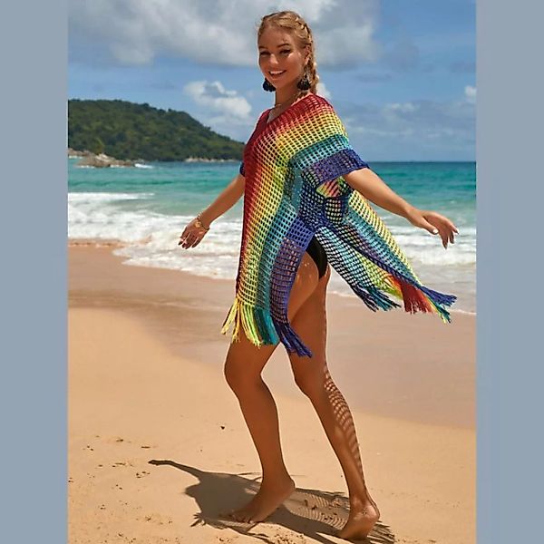 AUKUU Strandkleid Gestricktes aushöhlen Strandabdeckungskleid Strandkleid B günstig online kaufen