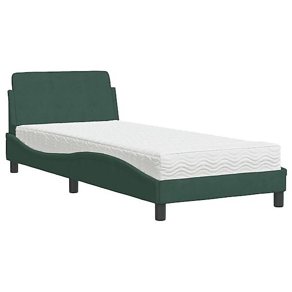 vidaXL Bett Bett mit Matratze "Dover" Dunkelgrün 90x200 cm Samt günstig online kaufen