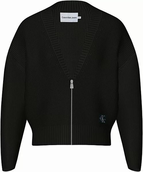 Calvin Klein Jeans Strickjacke WOVEN LABEL ZIPPED CARDIGAN günstig online kaufen