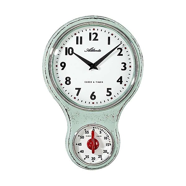 Atlanta Wanduhr Küchen- Nostalgie Hellgrün günstig online kaufen